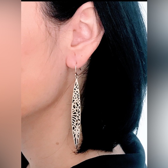 Rare & retired SILPADA  STERLING 3D STILETTO FILIGREE 3D LONG DANGLE EARRINGS - Picture 6 of 6